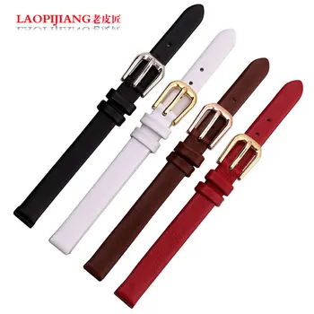 

Laopijiang 6mm 8mm 10mm for pretty lady genuine leather strap thin plain watchband watch accessories fashion bracelets +tools