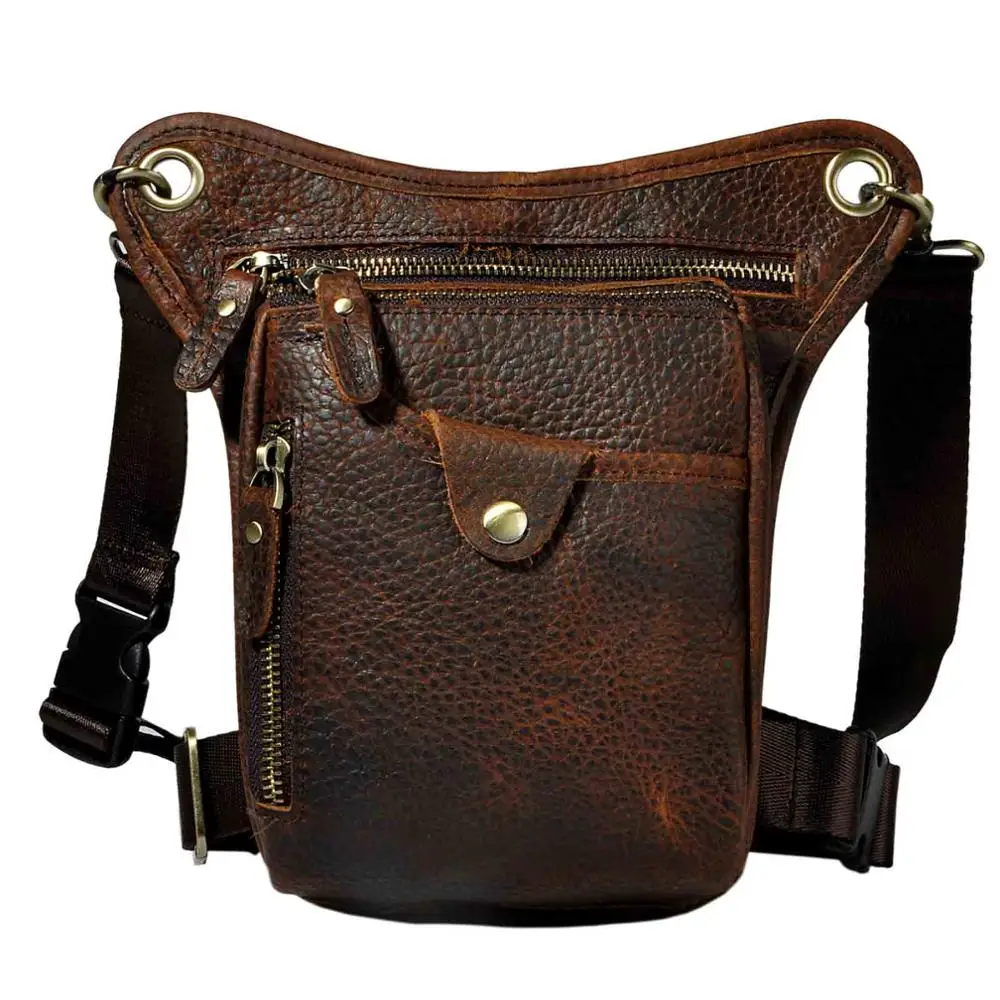 Высокое качество, Crazy Horse, натуральная кожа, Мужская винтажная черная маленькая сумка-мессенджер на ремне, поясная сумка, сумка для ног, 211-5 - Цвет: dark brown 2