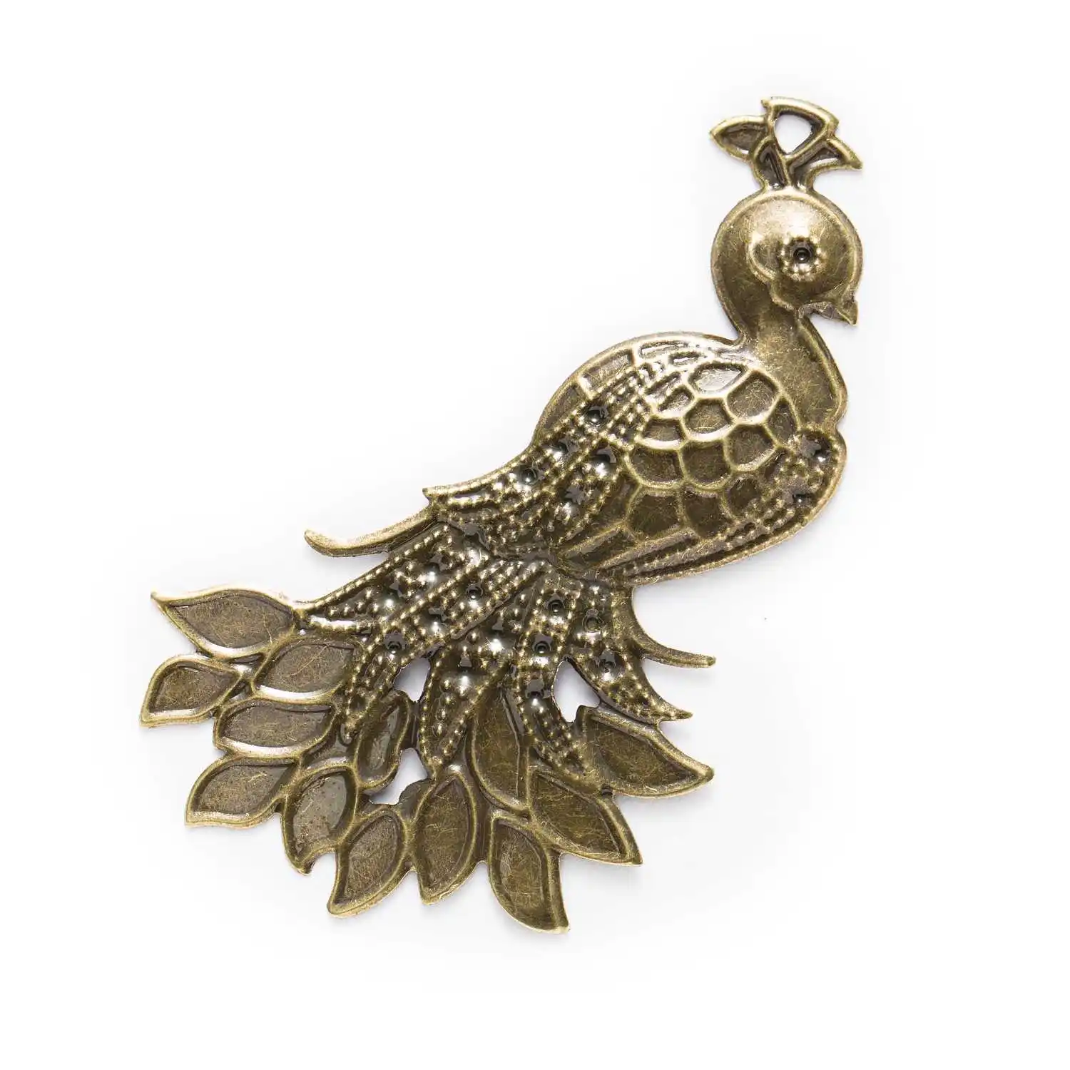 

10/30 Piece Bronze Tone Filigree Peacock Shaped Wraps Connnector Embellishments Findings Jewelry Making DIY 70x42mm
