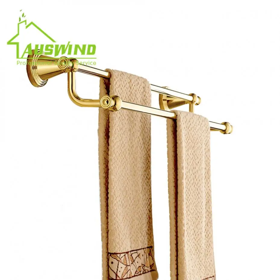 Antique Gold Towel Bars 2 Layers Gold Polish Brass Finished Wall