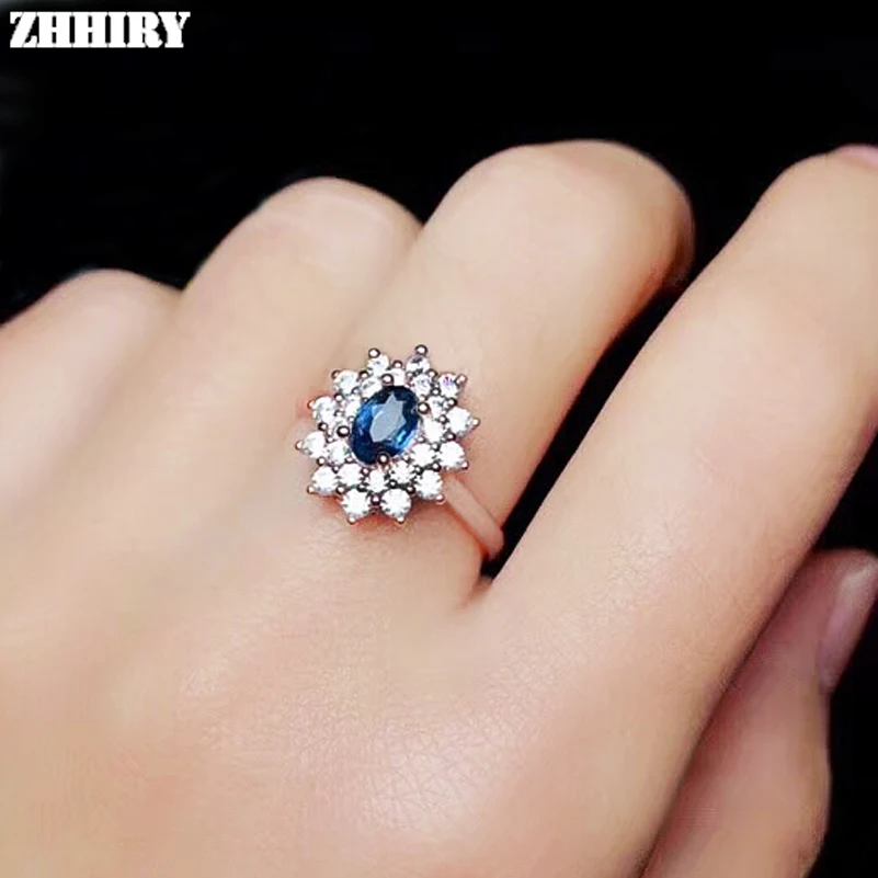 Женское кольцо с натуральным сапфиром ZHHIRY настоящее ювелирное изделие из
