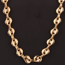 Granny Chic Coffee Beans Link Chain 10MM Necklace Stainless Steel Men Women Rope Link chain Fashion Necklaces Hip hop Jewelry Granny Chic Coffee Beans Link Chain 10MM Necklace Stainless Steel Men Women Rope Link chain Fashion Necklaces Hip hop Jewelry
