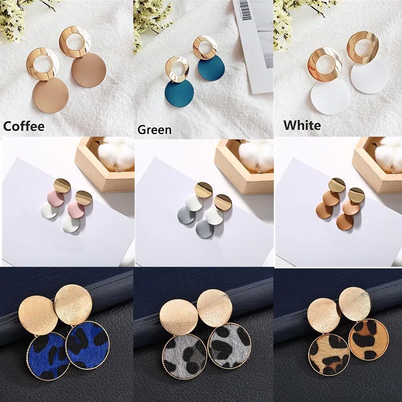 

Fashion Simple Geometric Hollow metal Earrings for Women Shell Square Round Bohemia Earrings Girls boucle oreille femme 2019