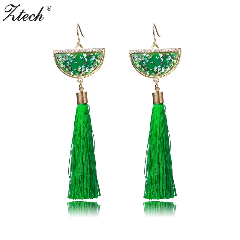 

Ztech Statement Earring Beautiful Shell Tassel Long Earrings For Women Girls Bijoux 2019 New Jewelry 5 Colors pendientes