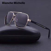 Высокое качество, квадратные солнцезащитные очки, мужские, поляризационные, UV400, спортивные, солнцезащитные очки для мужчин, для вождения, Золотая оправа, ретро очки с коробкой