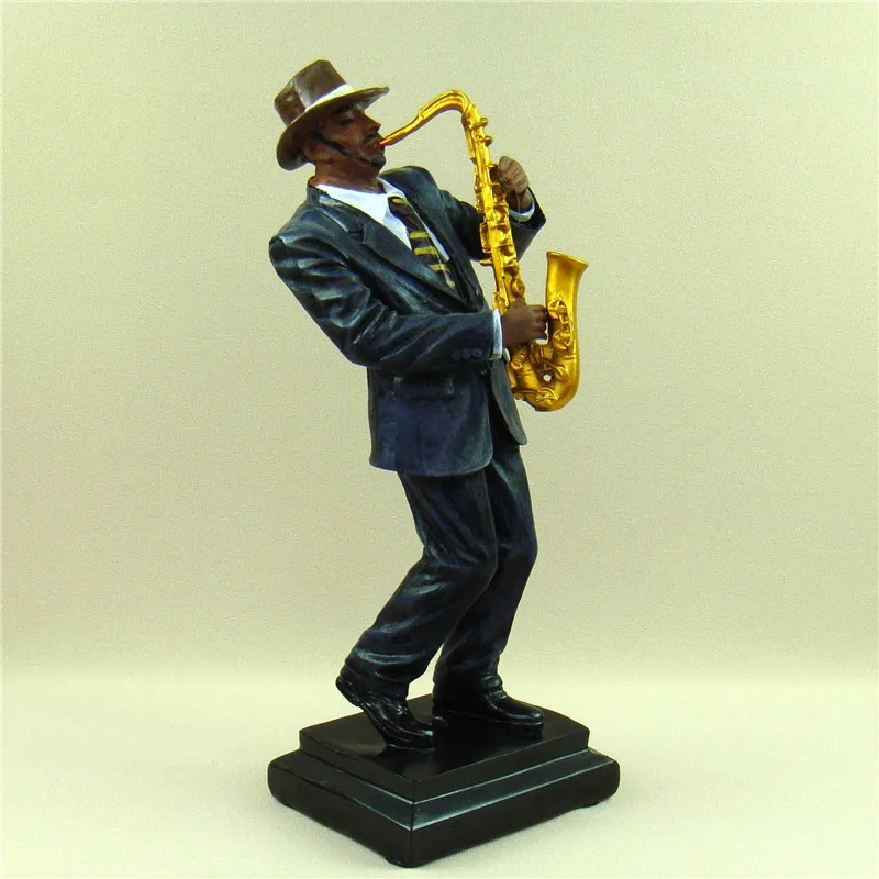 Classic Blues saxophonne Player Figurine Handmade Resin Street