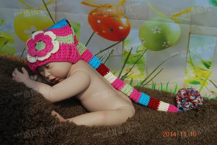 Шапка ручной работы с цветами для малышей, вязаная крючком, шапка с радужным эльфом, Рождественская шляпа для новорожденных, реквизит для фотосессии, изготовленная на заказ