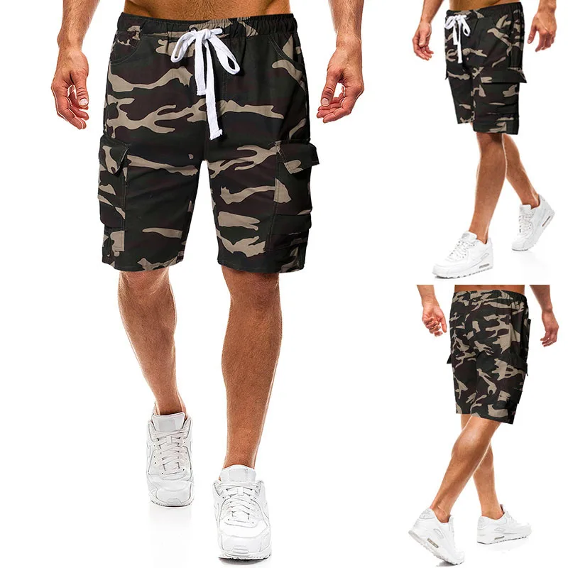 Новые модные мужские летние шорты с пятью отделениями, камуфляжные шорты, повседневные шорты с карманами