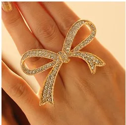 

Retro big Bow Knot Wedding Ring With Crystal Compatible With Original Jewelry Chic Sparkling free shipping drop shipping