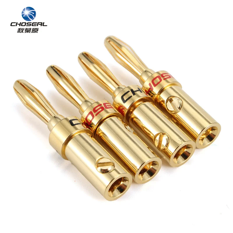 

Choseal QS6032 DIY Speaker Cable Connector 4PCS Screws Free Soldering Banana Pure Copper HI-FI Terminal For Speaker Amplifier