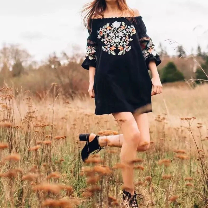 Slash neck Mini dress_3