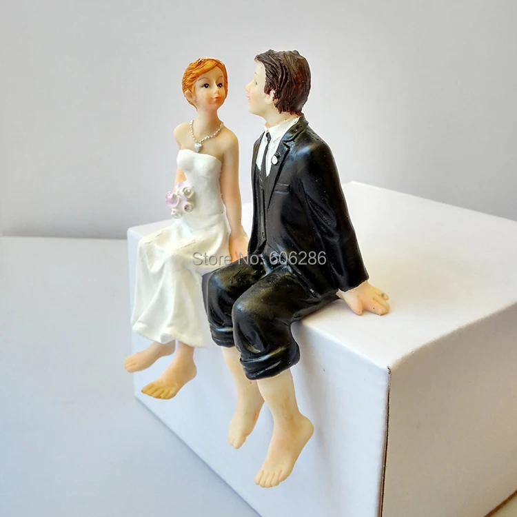 Wedding Bride And Groom Sitting Cake Decoration Topper