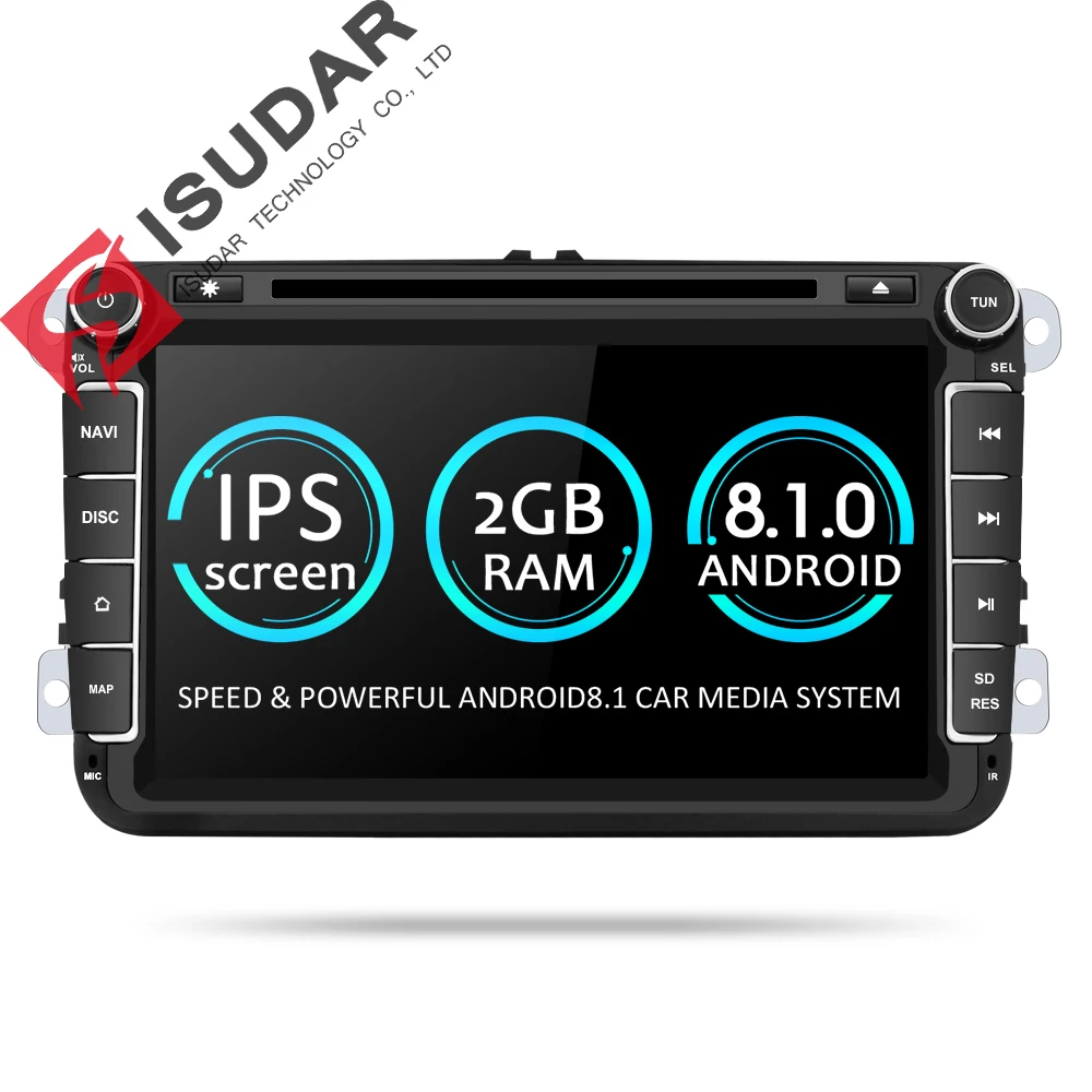Isudar Two Din Car Multimedia Player Android 8.1 Auto Radio For Skoda/Seat/Volkswagen/VW/Passat b7/POLO/GOLF 5 6 DVD GPS 4 Cores