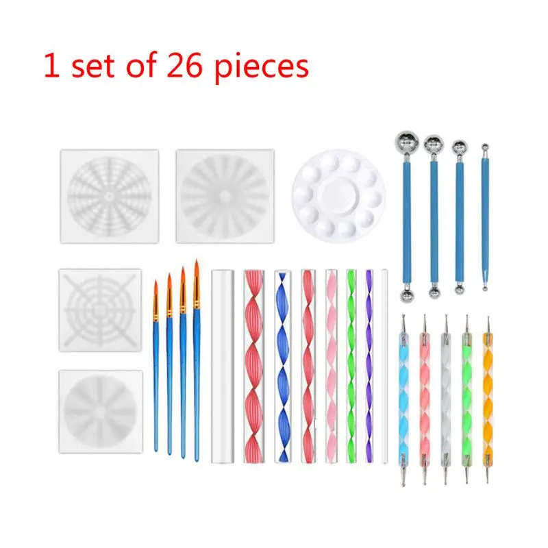 

26Pcs Mandala Dotting Tools Set Mandala Rocks Painting Kit, Include Mandala Stencil, Mandala Dotting Pen, Paint Tray,Brush