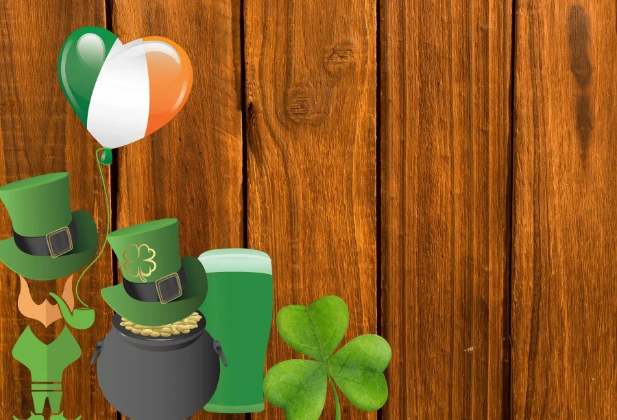 

Laeacco St. Patrick's Day Balloon Green Photo Backgrounds Vinyl Digital Customized Photography Backdrops For Photo Studio