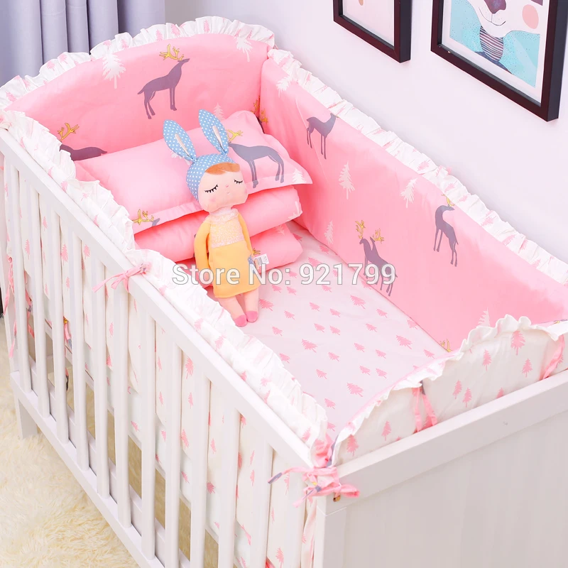 

Milk For 100%cotton 6pcs/pack Baby Christmas Bedding Bed Toddler Crib Newborns Sets Sheet For Bumpers Pillowcase Soft