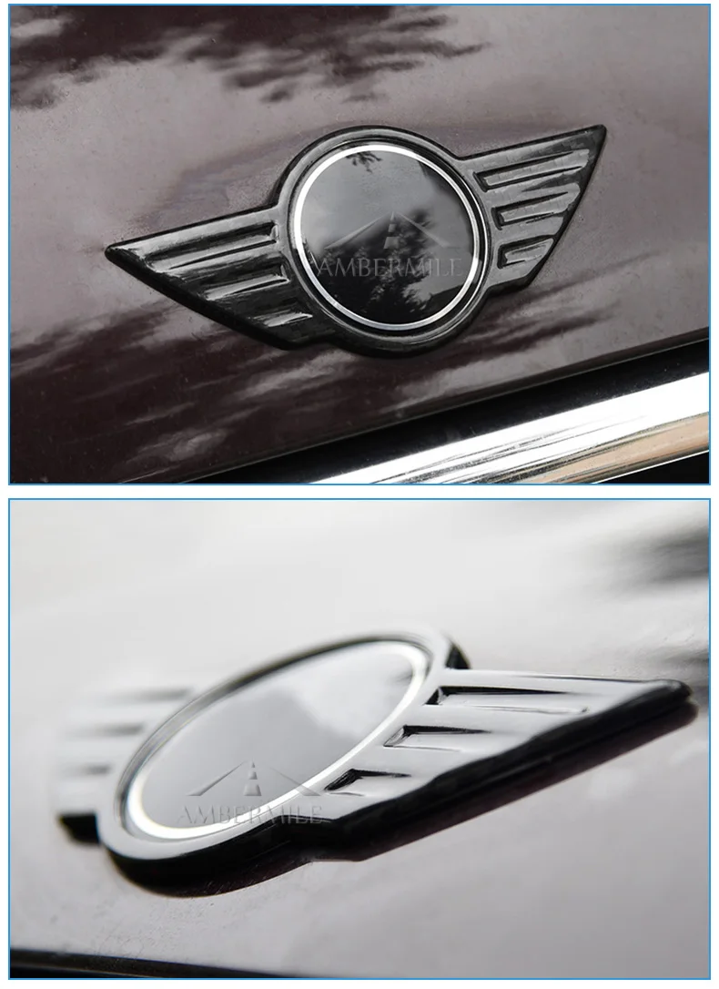 Carbon Fiber Car Logo Front Hood Badge Rear Trunk Emblem for Mini Cooper F54 F55 F56 F60 R60 R61 R55 R56 Countryman (7)