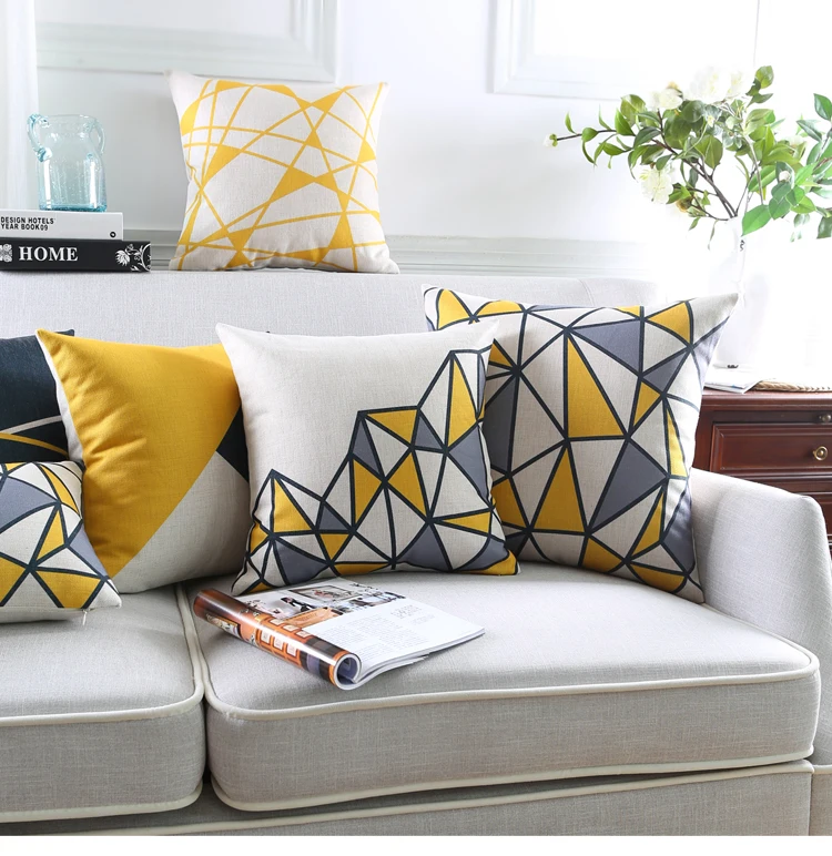 yellow geometric decorative pillows cushion cover grey throw pillow caseplaid striped pillowseat - Decorative Pillows For Sofa yellow geometric decorative pillows cushion cover grey throw pillow caseplaid striped pillowseat - Decorative Pillows For Sofa
