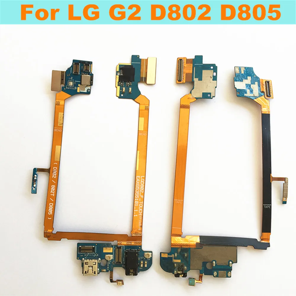 Original USB Charging port Dock MIC Headphone Jack Flex cable For LG G2 D802 D805 Charger plug connector cable Replacement parts