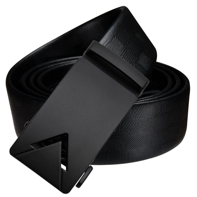 Buy Hi Tie Brand Men's Belt Black Luxury Cowskin