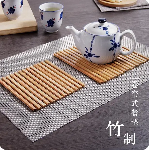 Multifunctional Japan Style Bamboo Slip resistant Drink Coasters 2Pcs Lot Anti hot Dining Table Placemat Pot