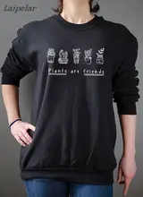 Fashion Pot Print Sweatshirts Plants 2018 Are Friends Letter Pizza Sweatshirt Long Sleeve Women Sweatshirts Laipelar