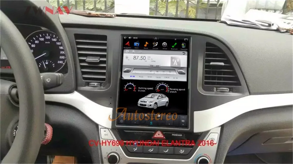Excellent ZWNVA Tesla style Screen 8 Core Android 6.0 64+2GB Car DVD Player GPS Navigation Radio Screen For Hyundai Elantra 2016 2017 2018 1