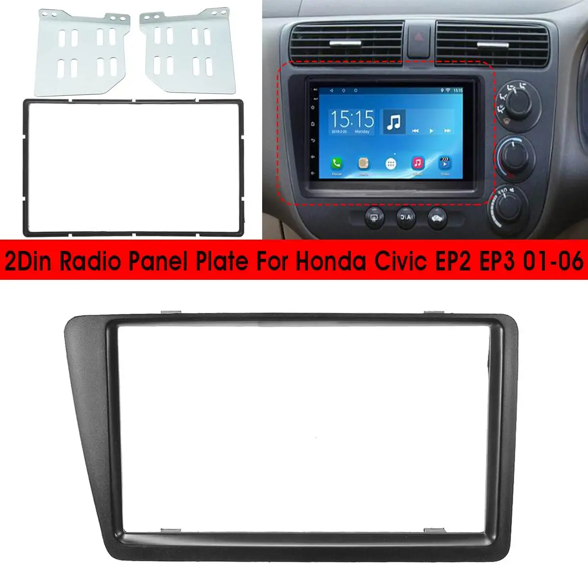 

RHD 2 Din Car Radio Fascia Fascias Panel Frame CD DVD Dash Audio Cover Trim For Honda For Civic EP2 EP3 2001 2002 2003 2004 2005