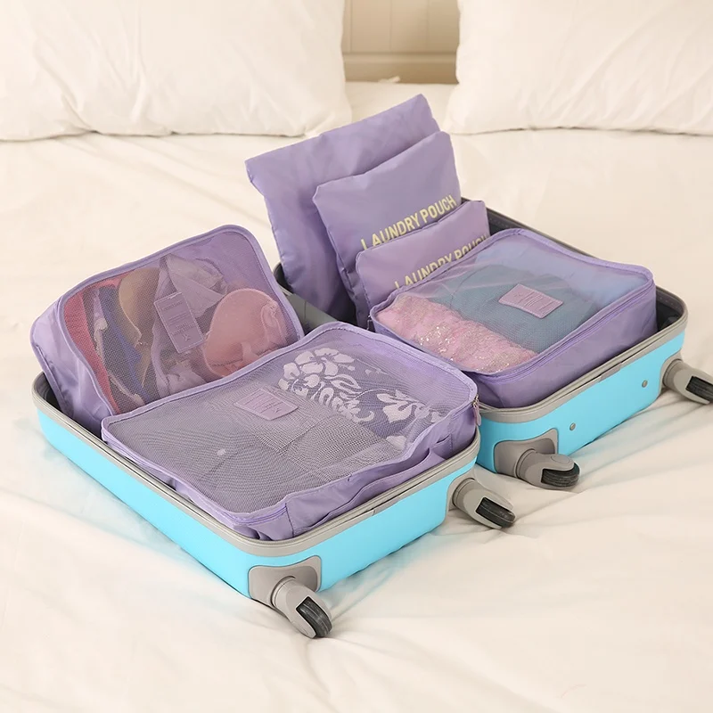 Модные сумки для путешествий 6 в 1 комплект Высокое качество нейлоновая дорожная сумка для хранения непромокаемая одежда Органайзер переносная сумка комплект