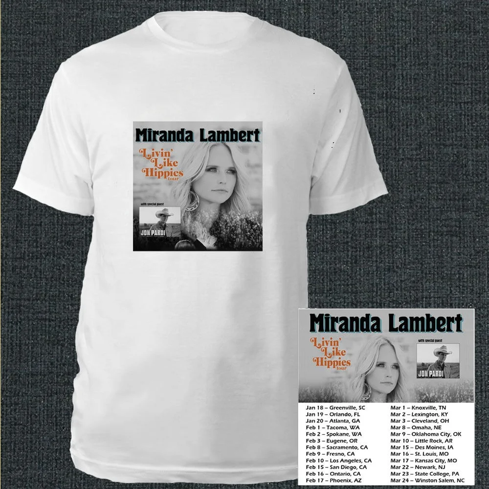 Miranda Lambert Livin' Like Hippies Tour Men's T Shirt Summer Fashion High Quality Tees Cotton 
