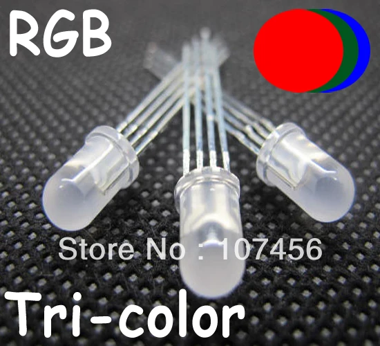 

1000PCS X 5mm 4 PIN Common Cathode RGB LED diffused Red/Green/Blue 5mm light-emitting diode