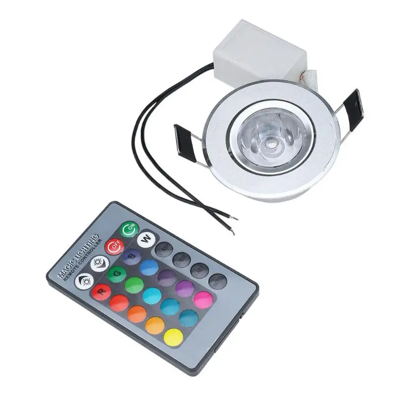 dimmable downlights 3W Dimmable RGB Downlight AC85-265V Ceiling Downlight Lamp Spot Light for Exhibition Halls Bars Lighting With Remote Control downlighters