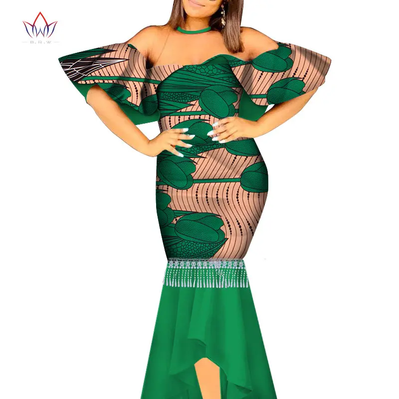 

ankara dresses Bazin Riche African Wax Print Long Mermaid Dresses Dashiki Plus Size 6XL Africa Style Clothing for Women WY4956