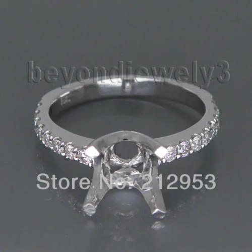 

Vintage Round 7mm 18kt White Gold Natural Semi Mountding Wedding Custom Ring for Wife Fine Jewelry WU054