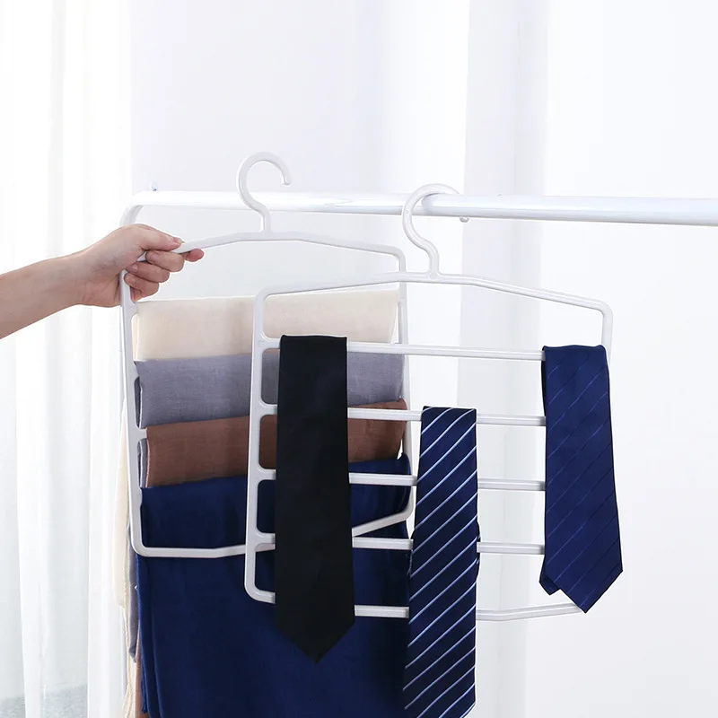 

Multi Layer Plastic Hangers Pants Hangers Trousers Holder For Pants Scarves Storage Closet Organizer Space Saver Racks For Home