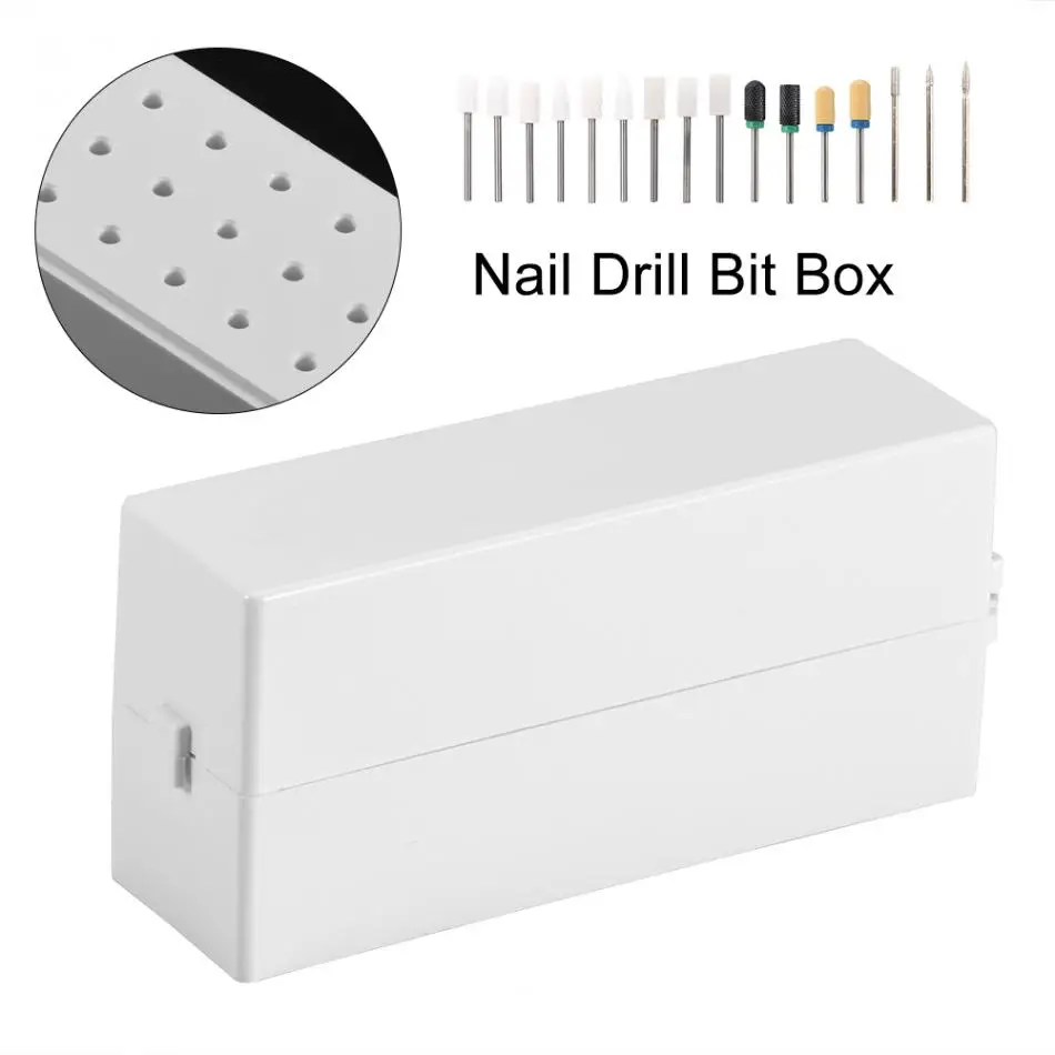 

30 Holes Nail Art Drill Grinding Head Bit Holder Display Storage Box Nail Drill Bits Container Manicure Tool Stand Display Rack