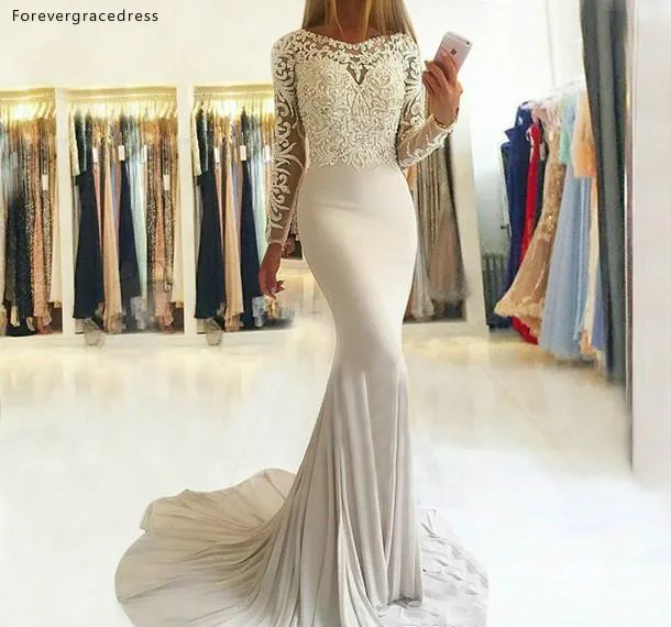 

New Arrival Long Sleeves Evening Dresses 2019 Mermaid Red Carpet Formal Holiday Wear Celebrity Party Gowns Plus Size Custom Made
