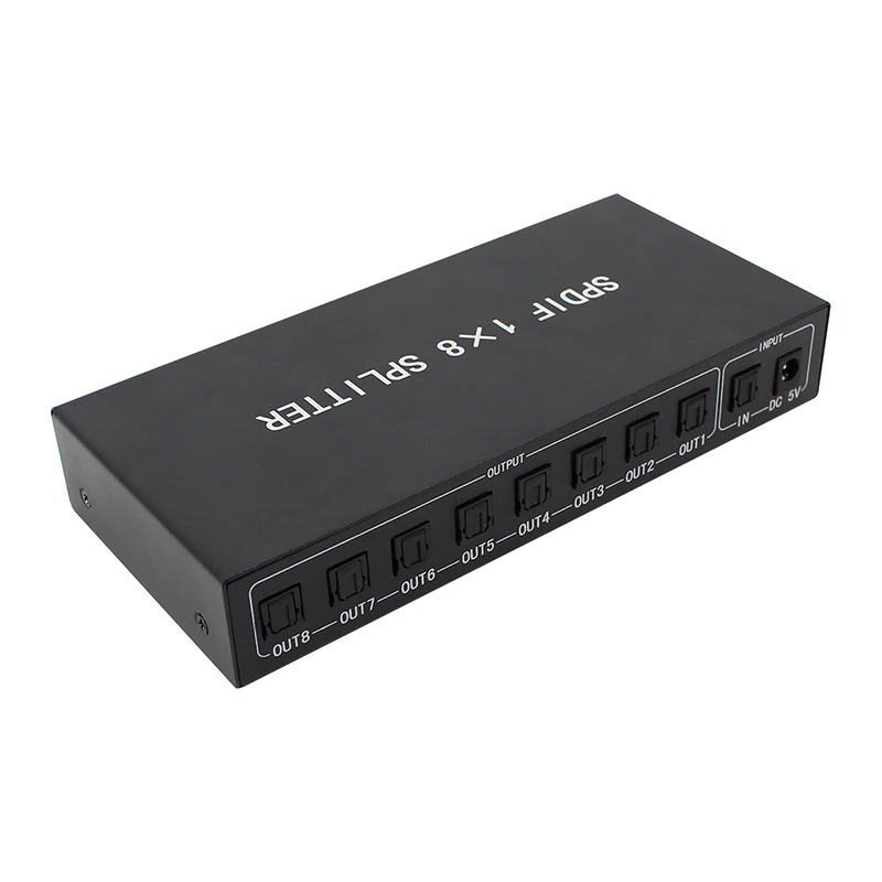 Estilo Spdif Toslink Digital Divisor de Áudio Óptico 1x8 Amplificador de Áudio com Adaptador de Energia Novo - Image 2