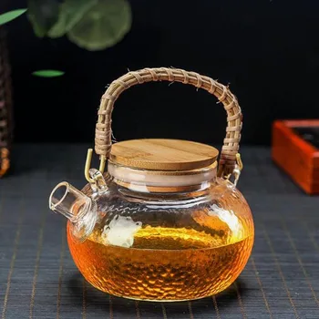 

700ml Creative Teapot Heat Resistant Transparent Glass Top Handle Pot Tea Maker / Home Coffee Milk Juice Lemon Kettle Drinkware