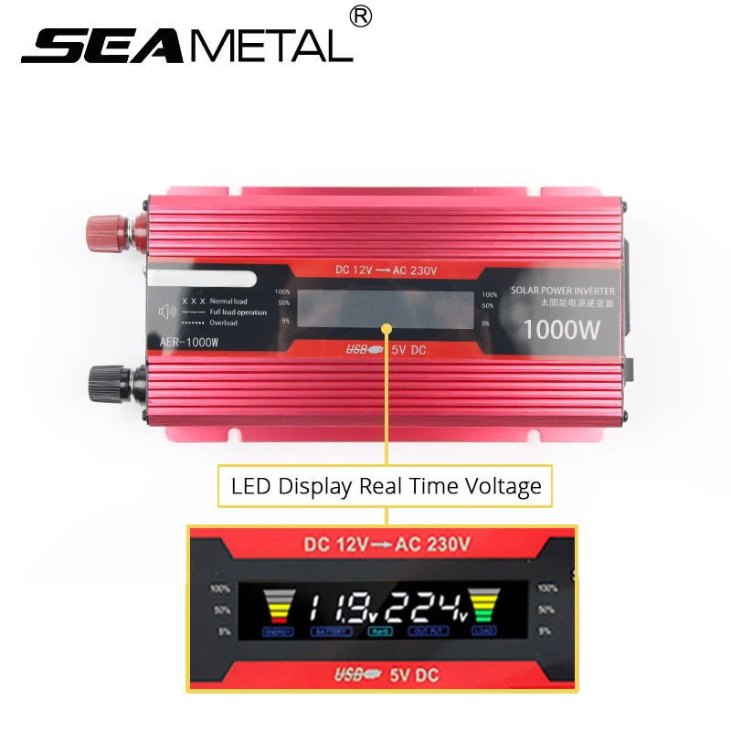 

2000W Car Inverter 12v 220v Power Voltage USB With LED Display Inverters DC12 To AC220 Converter Auto Charger Solar Adapter Kit