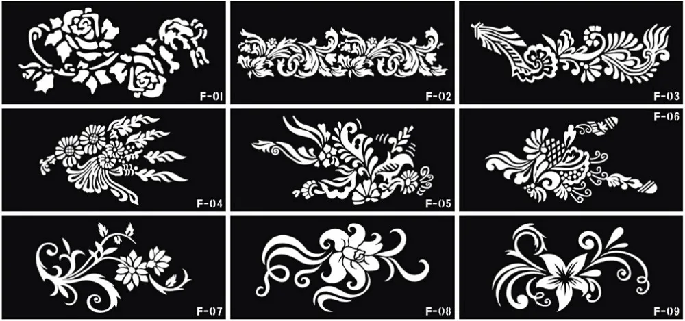 10 Sheets Temporary Tattoo Template Arabic Tattoo Painting Stencil Henna Big Size 18 5x9 5cm Multi Patterns For Choose Tattoo Template Temporary Tattoo Templatesstencil Henna Aliexpress