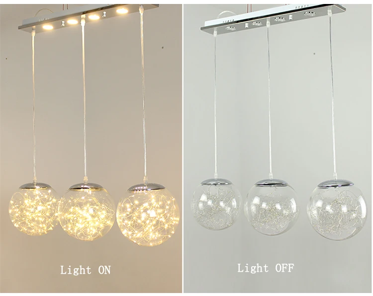 Norbic креативный прозрачный стеклянный шар, подвесной светильник, домашний декор, столовая, лофт, светящийся червь, светодиодный подвесной светильник