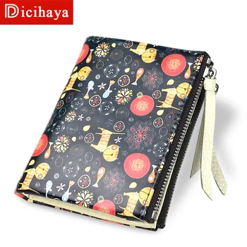 

DICIHAYA Fashion Short Women Wallet Female Leather Womens Wallets Double Zipper Design With Coin Purse Pockets Mini Wallet