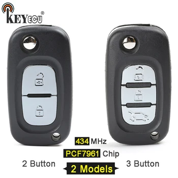 

KEYECU 434MHz PCF7961 Chip Flip 2/3 Button Remote Car Key Fob for Renault Clio 3 Megane 3 Scenic 3 Fluence Twingo Modus