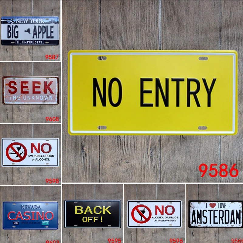 

NO ENTRY NO SMOKING BACK OFF Modern Plaque Metal Tin Signs Car Bar Cafe Home Decor Wall Stickers Metal Warning Sign Plates