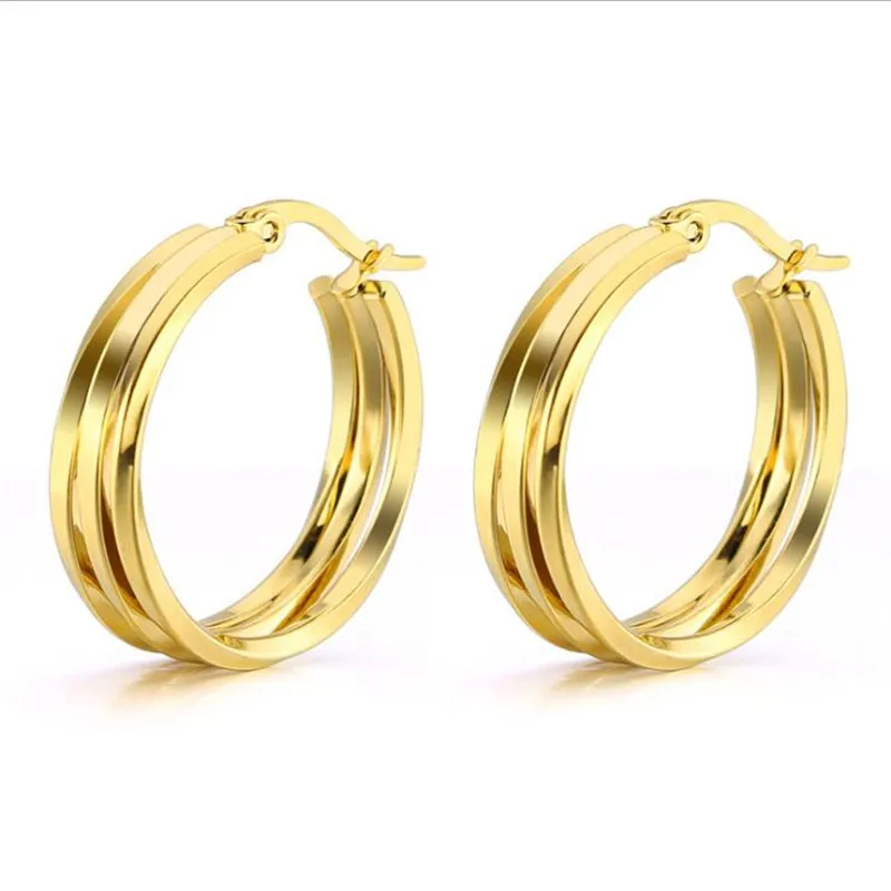 

HE048 Titanium Hoop Earrings Vacuum Plating No Fade Allergy Free