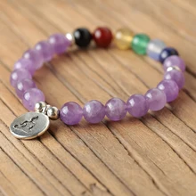 

natural stone bracelet/yoga/7 chakra/men/beaded/Purple/Pink/Buddha/Fashion/bracelets for women boeddha lucky jewelry