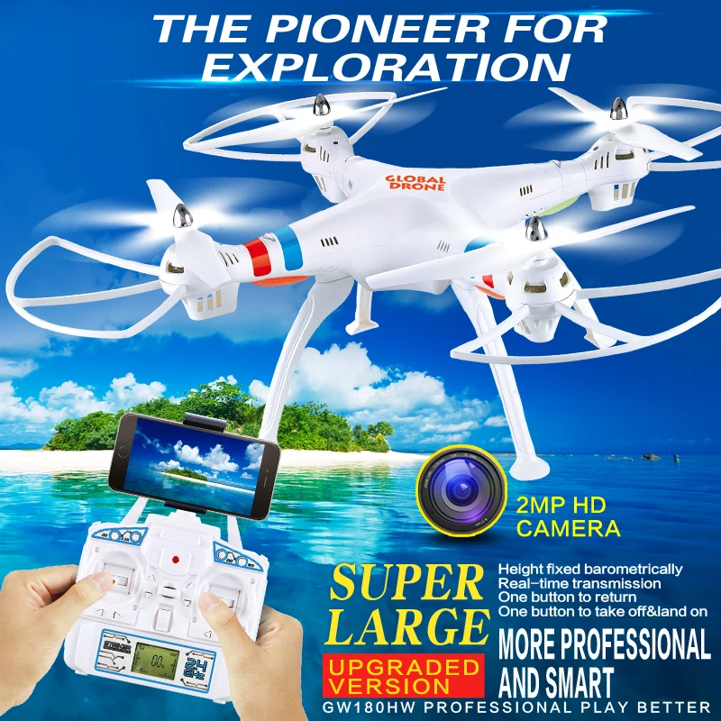 2016 new Professional RC bay không người lái GW180 50 cm WIFI lớn FPV drone 2.4 Gam 6 Axis RC Máy Bay Trực Thăng Quadcopt với 2.0 MP camera hd VS x102