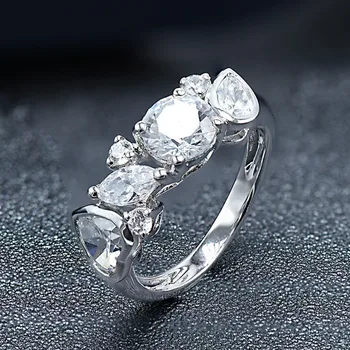 

Hutang real 925 sterling silver wedding ring cubic zirconia CZ rings for women bride gift engagement fine jewelry 2018 new