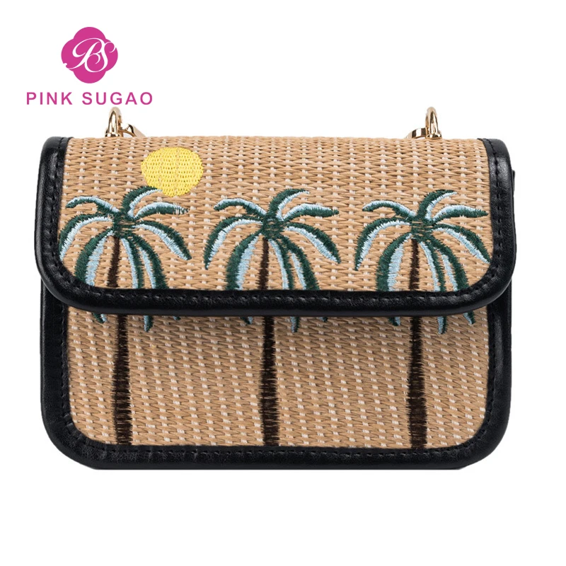 

Pink Sugao handbags handmade straw women bags designer purse and handbag crossbody bags summer beach bag